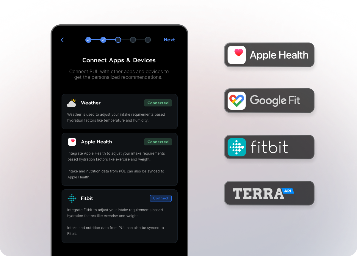 PÜL app — connected integrations